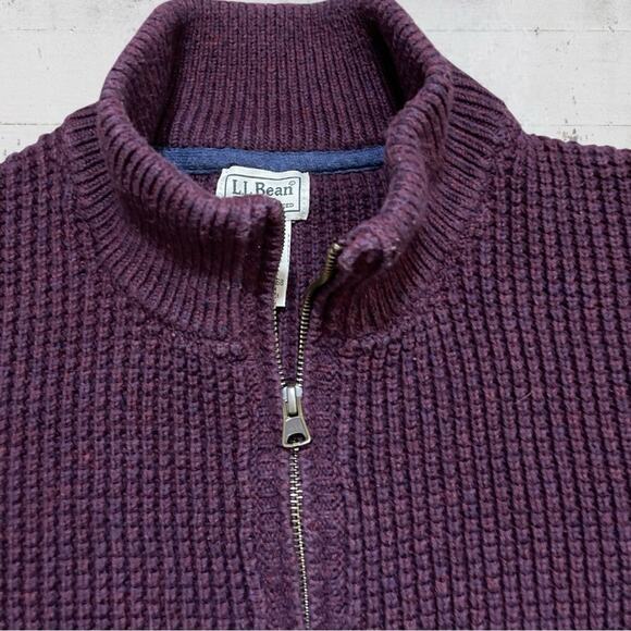 LL Bean Men’s Organic Cotton Waffle Knit Full Zip Cardigan Sweater XXL Tall - Picture 5 of 10